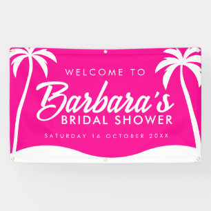 Tropisch Hot Pink Palm Beach Party Brautparty Banner