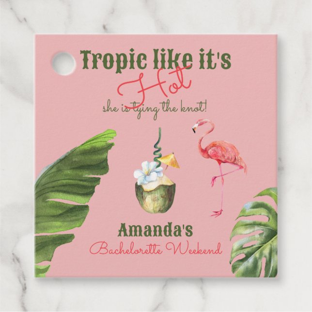 Tropisch Hot Pink Palm Springs Junggeselinnen-Absc Geschenkanhänger (Vorderseite)