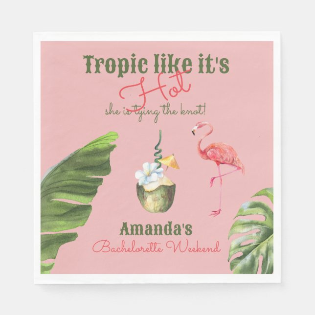 Tropisch Hot Pink Palm Springs Junggeselinnen-Absc Serviette (Vorderseite)