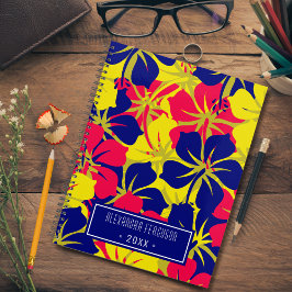 Tropisch Lila-blau-rosa gelbes Blumenmuster Planer