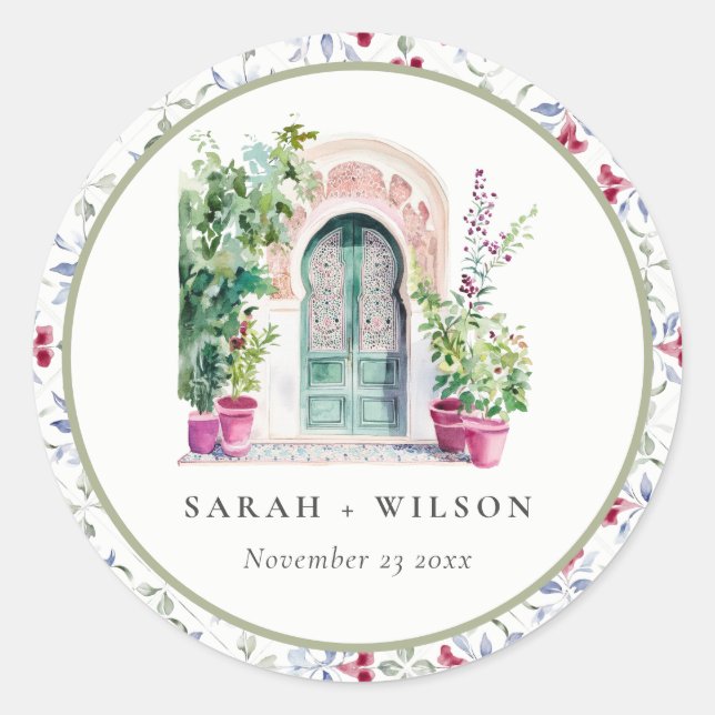 Tropisch-marokkanische Hochzeit im Wassersportzent Runder Aufkleber (Vorderseite)