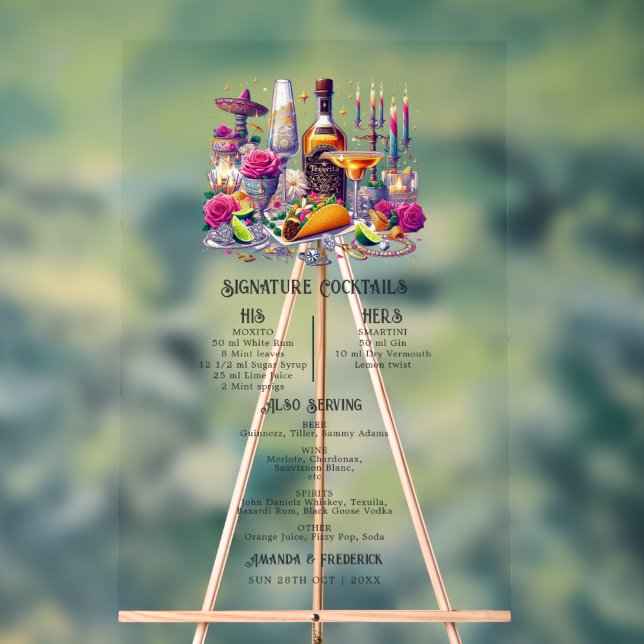 Tropisch mexikanische Fiesta Signature Cocktails Acrylschild (Neutral)