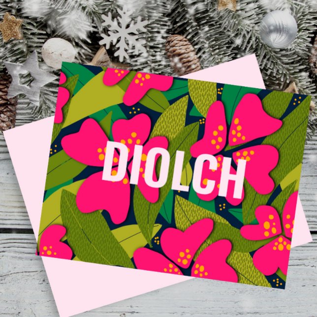 Tropisch Pink Blume Diolch Welsh Vielen Dank (Von Creator hochgeladen)