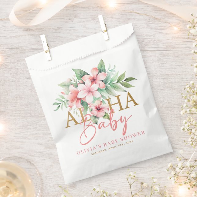 Tropisch Pink Floral Aloha Babydusche Geschenktütchen (Ausgeschnitten)