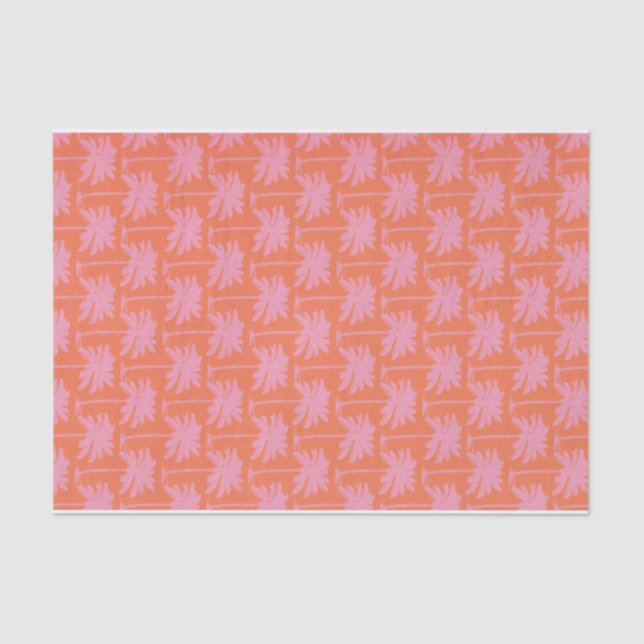 Tropisch Pink Palm Tree Costal Nautical Beach Seidenpapier (Vorderseite)