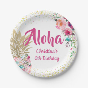 Tropisch rosa Ananas-Ananas-Teller Pappteller