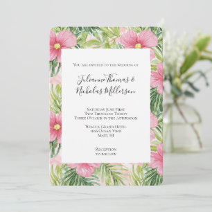 Tropisch-rosa Blume Hochzeit Einladung