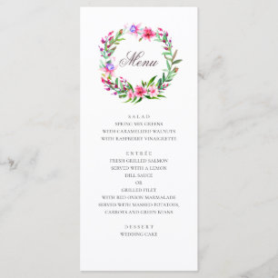 Tropisch rosa Blume. Hochzeit mit Blumen Menükarte