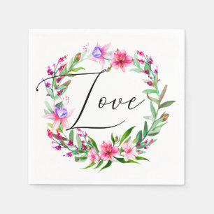 Tropisch rosa Blume in Aquarellfarbe. Blumenhochze Serviette