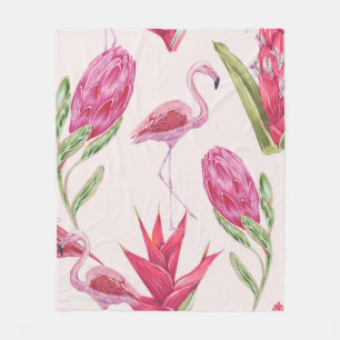 Tropisch rosa Blume, Protea, Paradiesvogel fl Fleecedecke