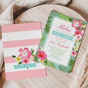 Tropisch rosa Blumenzwiebelhochzeit Brautparty Lua Einladung