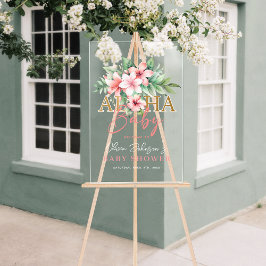 Tropisch rosa Blütendusche Aloha Baby Begrüßung Acrylschild