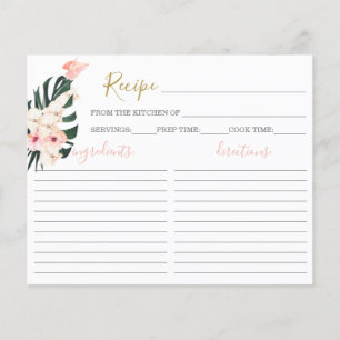 Tropisch rosa Brautparty Rezeptkarte