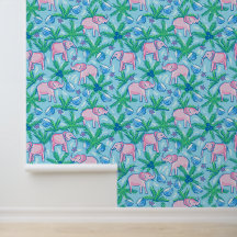 Tropisch rosa Elephant Palm Blätter Preppy