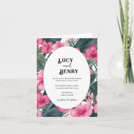 Tropisch rosa Feiertage Blumenzwiebeln Einladung