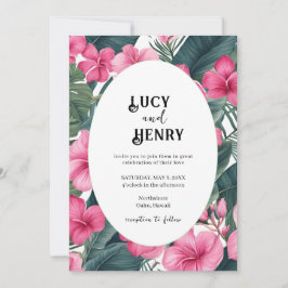 Tropisch rosa Feiertage Blumenzwiebeln Einladung