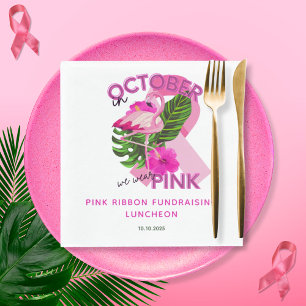 Tropisch rosa Flamingo Brustkrebs Fundraising Serviette