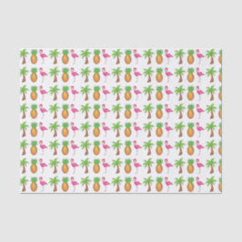 Tropisch rosa Flamingo Grüner Palmenbaum Ananas Seidenpapier