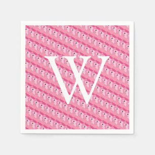 Tropisch rosa Flamingo Initial Monogram Napkins Serviette