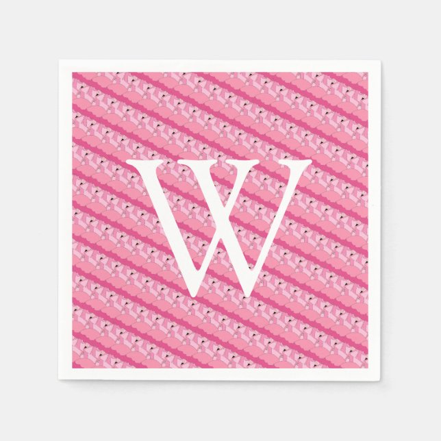 Tropisch rosa Flamingo Initial Monogram Napkins Serviette (Vorderseite)