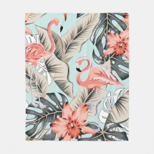 Tropisch rosa Flamingo mit orchiden Blume und Lee Fleecedecke