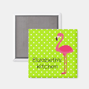 Tropisch rosa Flamingo mit Polka-Punkten Magnet