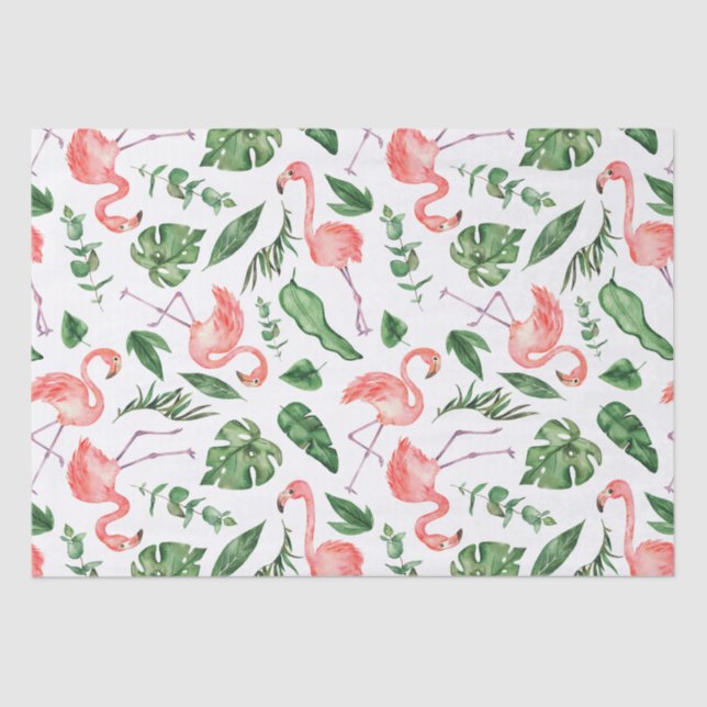 Tropisch rosa Flamingo Muster v2 Seidenpapier (Vorderseite)
