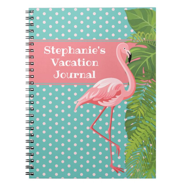 Tropisch rosa Flamingo Polka-dot Vacation Journal Notizblock (Vorderseite)