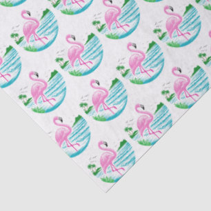 Tropisch rosa Flamingo Stehend im Wasser, Strand Seidenpapier
