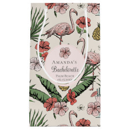 Tropisch rosa Flamingo und Hibiskus Bachelorette Kleine Geschenktüte
