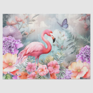 Tropisch rosa Flamingo & Watercolor Florals Seidenpapier