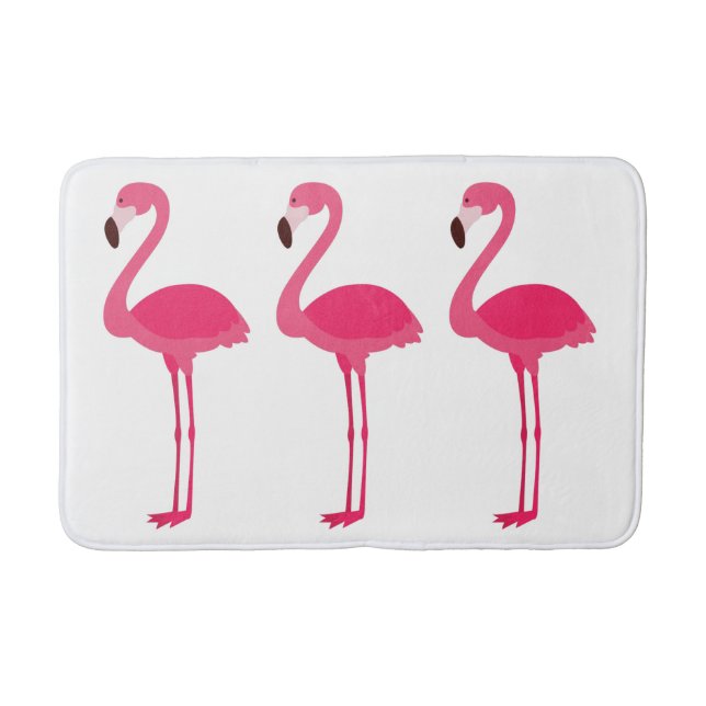 Tropisch rosa Flamingos auf Weiß Badematte (Vorderseite)