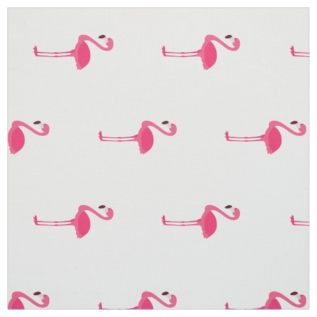 Tropisch rosa Flamingos auf Weiß Stoff (Muster)
