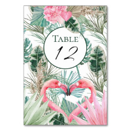 Tropisch-rosa Flamingos-Blume Hochzeit Tischnummer
