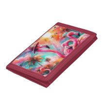 Tropisch rosa Flamingos Palmen Bäume Sonnenwasser