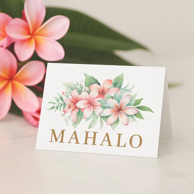 Tropisch rosa Floral Mahalo Dankeskarte (Tropical Pink Floral Mahalo Thank You Card)