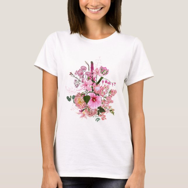 Tropisch rosa Frühlingsbouquet Blume. T-Shirt (Vorderseite)