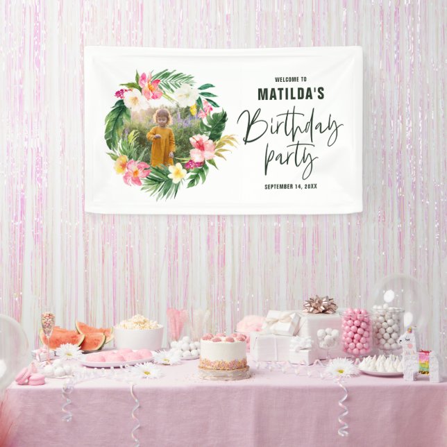 Tropisch-rosa-gelbe Flamingo Stilvoll Banner (Party)