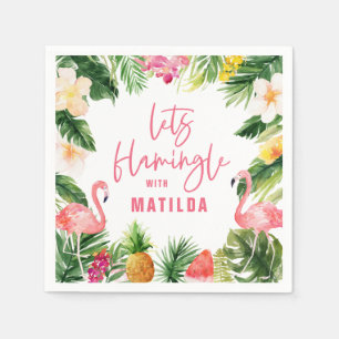 tropisch-rosa-gelbes Flamingo-Stilmittel Serviette