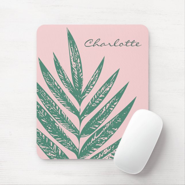 Tropisch-rosa-grüne botanische Natur Personalisier Mousepad (Mit Mouse)