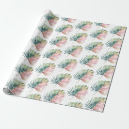 Tropisch-rosa-grüne Leaf-Hochzeit Geschenkpapier