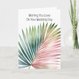 Tropisch-rosa-grüne Leaf-Hochzeit Karte