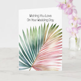 Tropisch-rosa-grüne Leaf-Hochzeit Karte