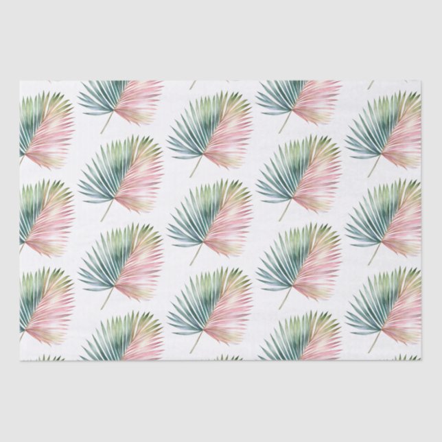 Tropisch-rosa-grüne Leaf-Hochzeit Seidenpapier (Vorderseite)