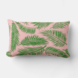 Tropisch rosa grüne Palmen Blätter Strand Küste Lendenkissen