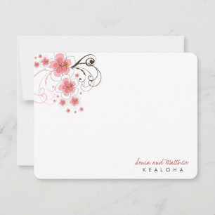 Tropisch-rosa Hibiskus Hochzeit Vielen Dank Note C Mitteilungskarte