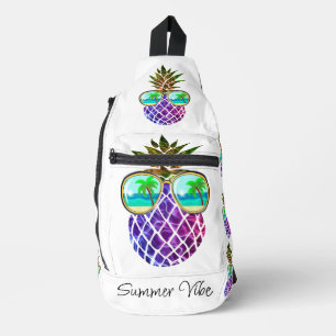 Tropisch rosa lila Ananas Crossbody Bag