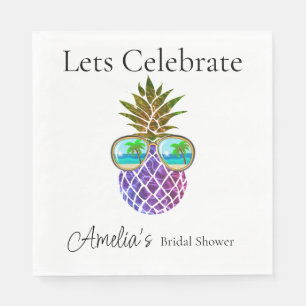 Tropisch rosa lila Ananas Serviette
