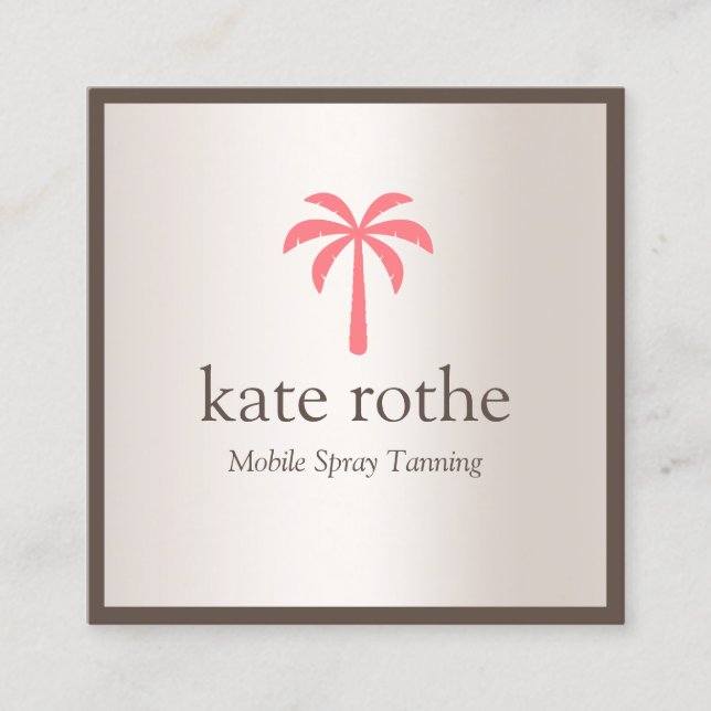 Tropisch rosa Palm Tree Mobile Spray Tan Telefonnummerkarte (Vorderseite)