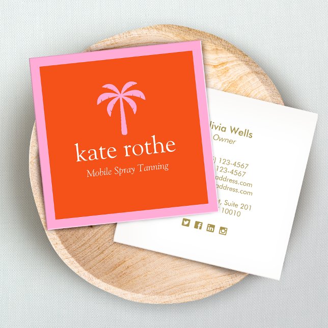 Tropisch rosa Palm Tree Mobile Spray Tanning Cal Telefonnummerkarte (Von Creator hochgeladen)